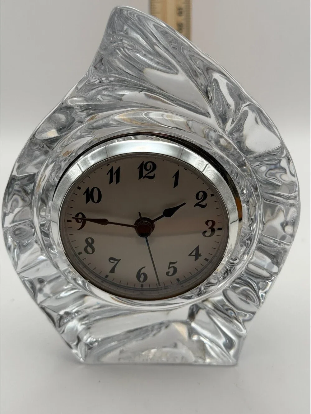 Daum France Crystal Art Glass Desk Clock Signed New Quartz Clock Insert Working